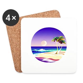 Palmen Insel Sommerurlaub Palme Strand Sonne - Untersetzer (4er-Set) - Weiß - Vorne