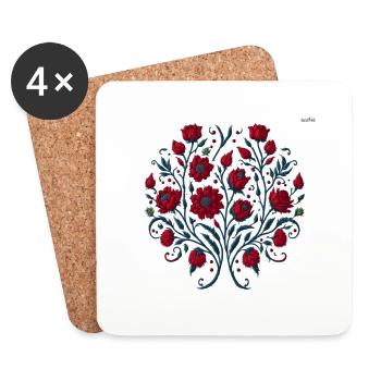 Folk art composition #7 - Coasters (set of 4) - white - Front