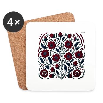 Folk art composition #8 - Coasters (set of 4) - white - Front