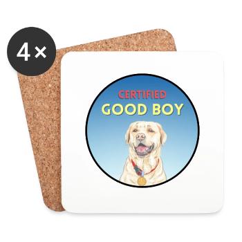 Zertifizierter Good Boy Belohnung Goldie - Untersetzer (4er-Set) - Weiß - Vorne