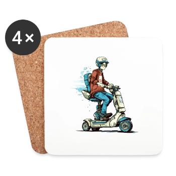 Marc sur son scooter futuriste - Dessous de verre (lot de 4) - blanc - Devant