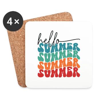 Hello Summer Summer Sun Beach Holiday Sea Island - Coasters (set of 4) - white - Front