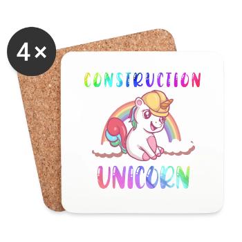 Excavatrice Ouvrier de chantier Fille I Cadeau - Dessous de verre (lot de 4) - blanc - Devant