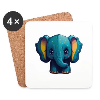 Cute Elephant - Coasters (set of 4) - white - Front