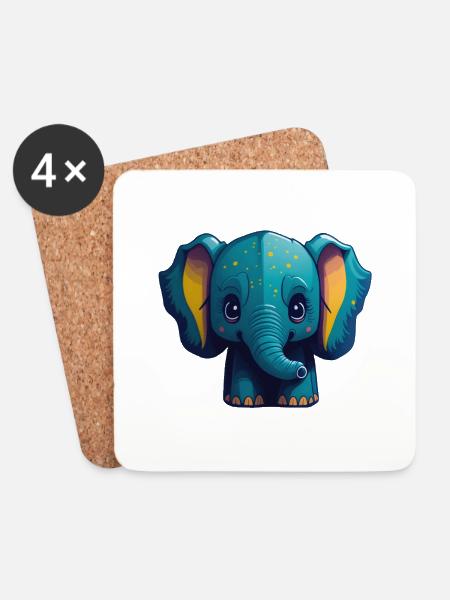 Cute Elephant - Coasters (set of 4) - white