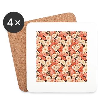 Fleurs sans couture Motif Floral Happy Blossom Art - Dessous de verre (lot de 4) - blanc - Devant