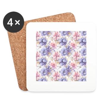 Fleurs sans couture Motif Floral Happy Blossom Art - Dessous de verre (lot de 4) - blanc - Devant