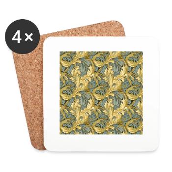 Feuilles sans couture Motif Feuille Feuillage Nature Print - Dessous de verre (lot de 4) - blanc - Devant