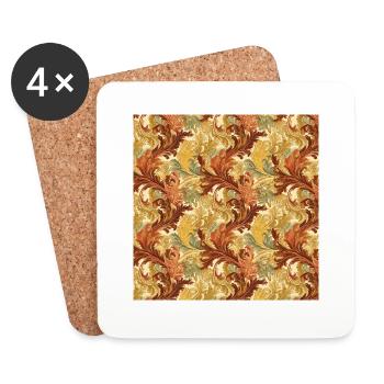 Feuilles sans couture Motif Feuille Feuillage Nature Print - Dessous de verre (lot de 4) - blanc - Devant