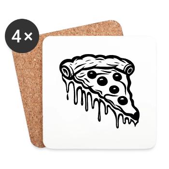 Pizza Restauration rapide Pizzeria - Dessous de verre (lot de 4) - blanc - Devant