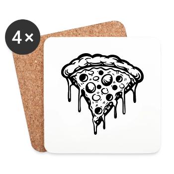 Pizza Restauration rapide Pizzeria - Dessous de verre (lot de 4) - blanc - Devant