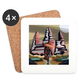 Cambodge Temple Khmer Vintage Palmiers I Cadeau - Dessous de verre (lot de 4) - blanc - Devant