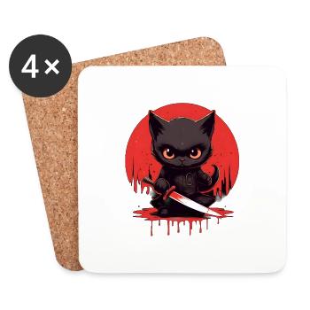 Bloodthirsty Black Cat - Coasters (set of 4) - white - Front
