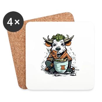 Kiko the greedy bull - Coasters (set of 4) - white - Front