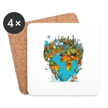 Les monuments du monde n°3 - Dessous de verre (lot de 4) - blanc - Devant