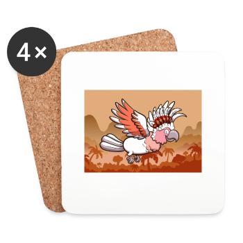 Cockatoo Flying In Jungle - Coasters (set of 4) - white - Front