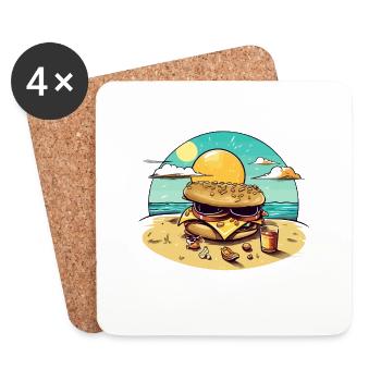 Hamburger at beach n°3 - Coasters (set of 4) - white - Front