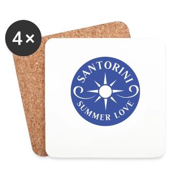 Blauer Santorini-Sommer-Liebes-Sonnenuntergang - Untersetzer (4er-Set) - Weiß - Vorne