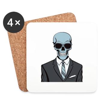 Squelette habillé pointu - Dessous de verre (lot de 4) - blanc - Devant
