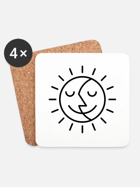 sonne mond gesicht yoga glück einfache form - Untersetzer (4er-Set) - Weiß