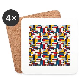 Formes abstraites de motifs répétitifs géométriques sans soudure - Dessous de verre (lot de 4) - blanc - Devant