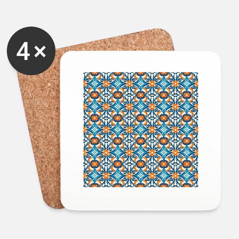 Tiles Seamless Pattern Motif Geometric Modern Art - Coasters (set of 4) - white