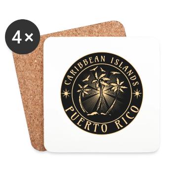 Puerto Rico Karibische Inseln Vintage - Untersetzer (4er-Set) - Weiß - Vorne