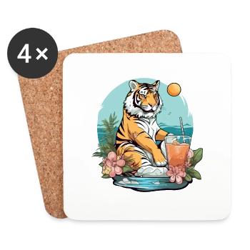 Koli le tigre reelax - Dessous de verre (lot de 4) - blanc - Devant
