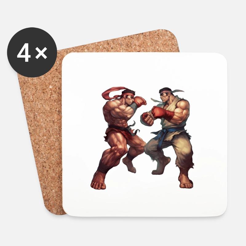 Dynamische Designs im Streetfighter-Stil für den Kampf - Untersetzer (4er-Set) - Weiß