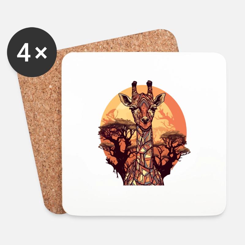 Aki, die Giraffe - Untersetzer (4er-Set) - Weiß