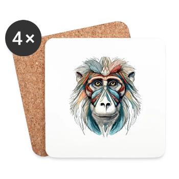 Kiju le mandrill - Dessous de verre (lot de 4) - blanc - Devant