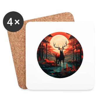Mystical Deer - Coasters (set of 4) - white - Front