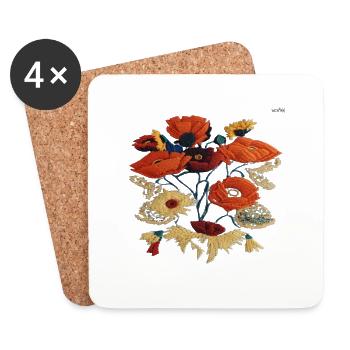 Folk art composition #26 - Coasters (set of 4) - white - Front