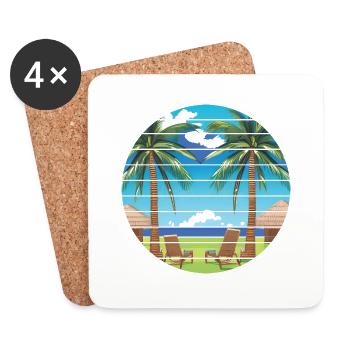Sommerurlaub Palme Insel Sonne Strand Palmen - Untersetzer (4er-Set) - Weiß - Vorne
