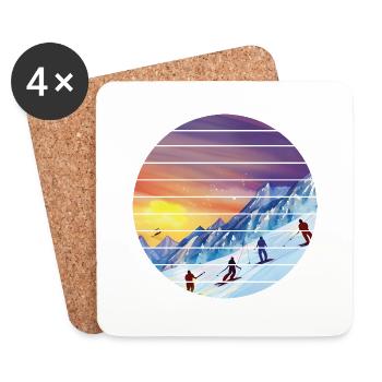 Skieur Ski Ski Design Tenue de ski - Dessous de verre (lot de 4) - blanc - Devant