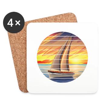 Sailing, Sailing, Sailing, Sailboat, Sailing Ship - Coasters (set of 4) - white - Front