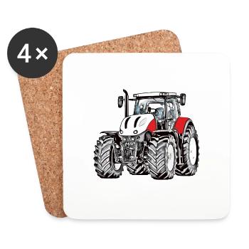 Coole Jungs fahren Traktor Trecker Jungen Kinder - Untersetzer (4er-Set) - Weiß - Vorne