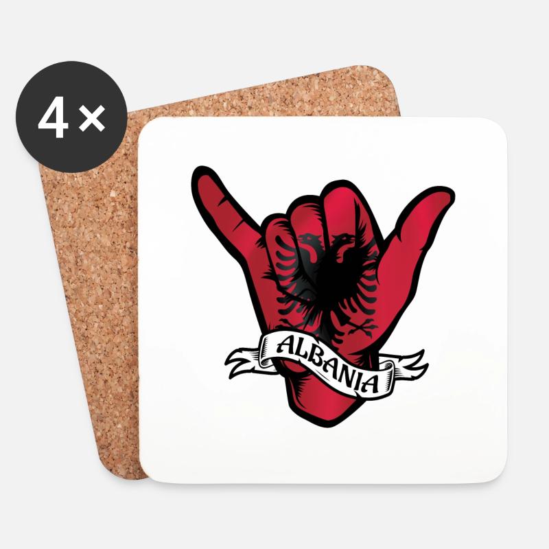 Albania Shaka - Untersetzer (4er-Set) - Weiß