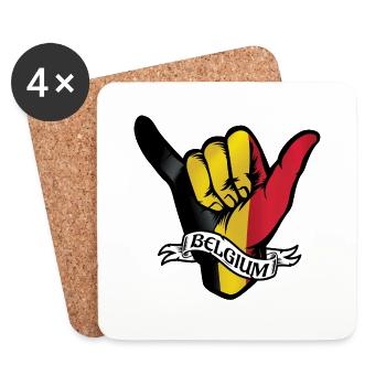 Belgium Shaka - Untersetzer (4er-Set) - Weiß - Vorne