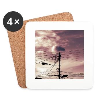 The bird on the cables - Coasters (set of 4) - white - Front