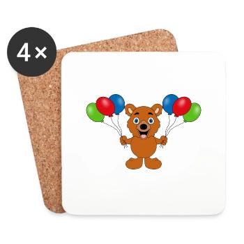 TEDDY - LUFTBALLONS - KINDER - BABYS - TIERE - Untersetzer (4er-Set) - Weiß - Vorne