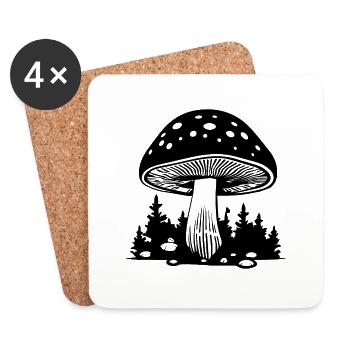 Pilz Pilzsammler Pilze Fungi - Untersetzer (4er-Set) - Weiß - Vorne