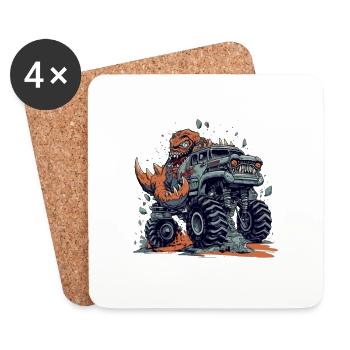 Monster truck Turbo Monster - Dessous de verre (lot de 4) - blanc - Devant