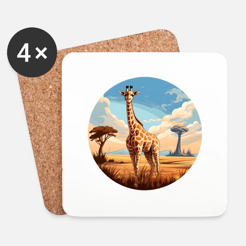 Giraffe - Coasters (set of 4) - white