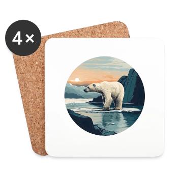 Ours blanc - Dessous de verre (lot de 4) - blanc - Devant