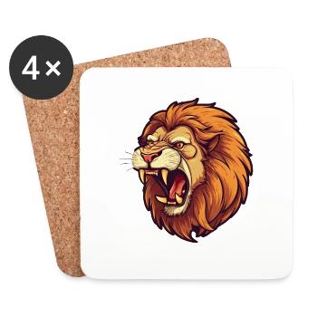 Majestic Roar The Mighty Lion s Dominance - Coasters (set of 4) - white - Front