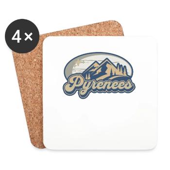 Pyrénées France Montagnes Vintage - Dessous de verre (lot de 4) - blanc - Devant