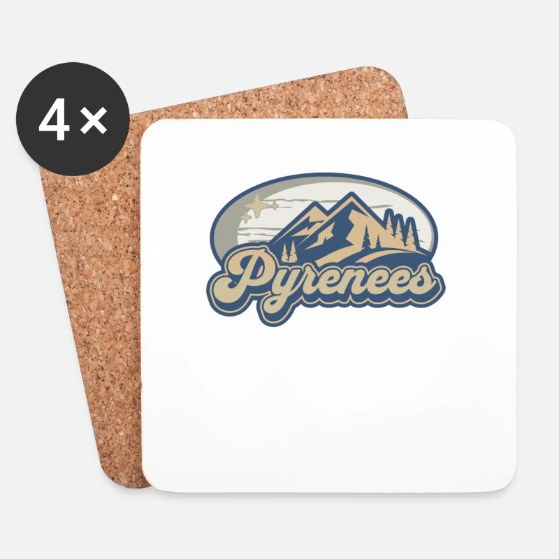 Pyrenäen Frankreich Vintage Mountains - Untersetzer (4er-Set) - Weiß
