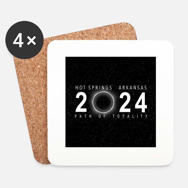Hot Springs Arkansas 2024 Eclipse Souvenir Cool - Dessous de verre (lot de 4) - blanc