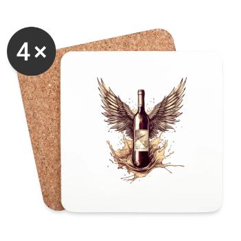 Bottle of winged wine n°1 - Coasters (set of 4) - white - Front